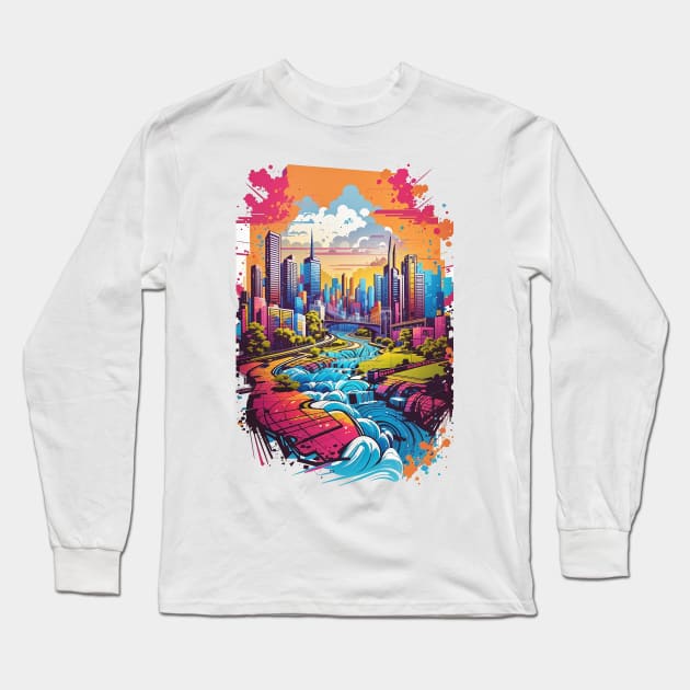 Landscape Surrounded By City Long Sleeve T-Shirt by AySelin